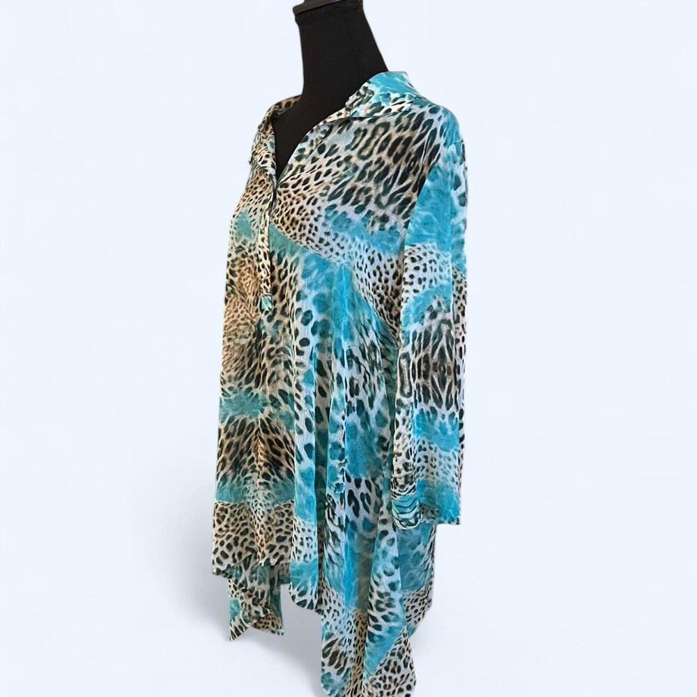 Zac & Rachel glam fairy leopard print blouse Size Large NWOT - Picture 6 of 7